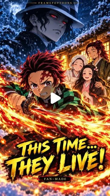 Tanjiro standing before the Kamado snowy family cabin in an alternate timeline